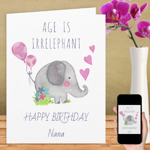 Ålder är irrelevant Cute Funny Elephant Birthday Kort