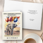 Ålder är irrelevant Elephant Funny Birthday Kort<br><div class="desc">Lönsamt födelsedagskort med elefanttemat lektion på ord "Åldern är irrelevant". Du kan anpassa kortets framsida och meddelandet inuti. Konstruktionen har en vattenfärgad illustration av elefanterna på savannan med färgfulla födelsedagsballonger som rör sig in i himlar. Roligt kort med ljust, åldersrelaterat humor för vän eller släkting och som är lätt att...</div>