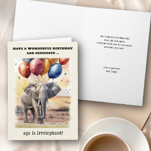 Ålder är irrelevant Elephant Funny Birthday Kort