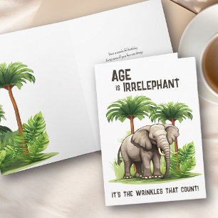 Ålder är irrelevant Skorinkle Elephant Funny Birth Kort