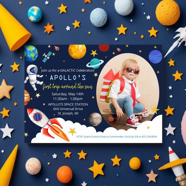 ÅLDER - Astronaut Boy Birthday-inbjudan Inbjudningar (Skapare uppladdad)