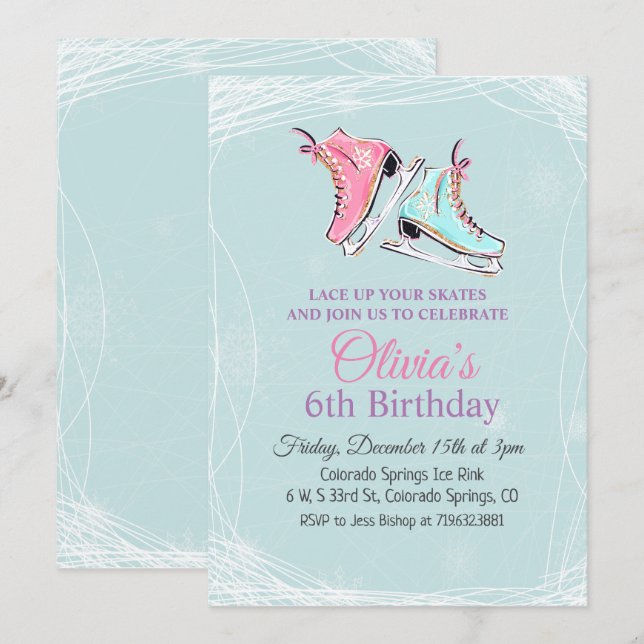 ÅLDER - Bjud på vinterisskal på födelsedagsinbjuda Inbjudningar (Fram/baksida)