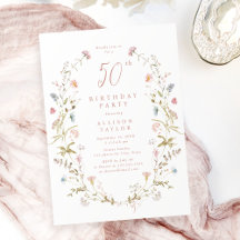 Ålder Dusty Rosa Wildblomma Boho 50:e födelsedagen