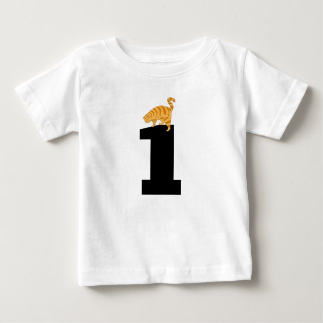 Ålder ett (1) födelsedag Ginger Cat T-Shirts (Framsida)