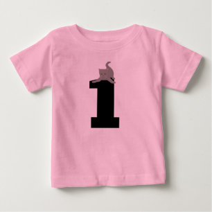 Ålder ett (1) födelsedag Kitten Rosa T-Shirts