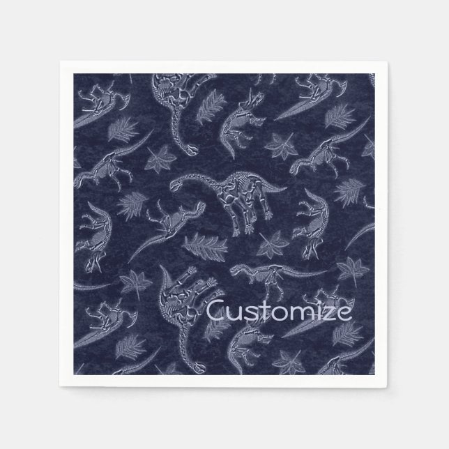 Ålder för dinosaurier Skeleton Mönster Napkins Pappersservett (Framsidan)