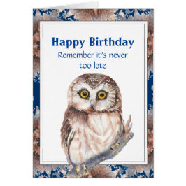 Ålder Funny Birthday Cute Little Uggla Bird Hälsningskort