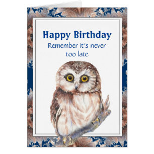 Ålder Funny Birthday Cute Little Uggla Bird Hälsningskort