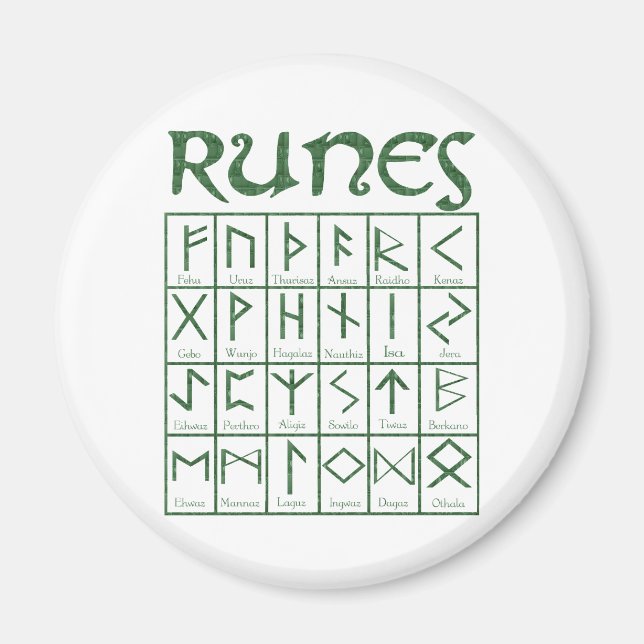 Älder Futhark Runes Magnet (Framsidan)