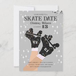 Ålder Grått Disco Roller Skate Birthday Inbjudningar