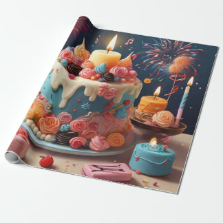 Ålder Grattis på födelsedagen Rosa Cake Candle Presentpapper