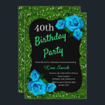 Ålder Grönt Glitter Blue Ro Inbjudningar<br><div class="desc">Elegant grönt glitter och blå ro födelsedagsfest inbjudan för kvinnor i alla åldrar. Åldern kan ändras för vilken ålder som helst. Text kan ändras till vad som helst för att passa din händelse. Typsnitt, typsnitt färg och text är helt anpassade! Papper form och typ kan anpassas efter din budget och...</div>