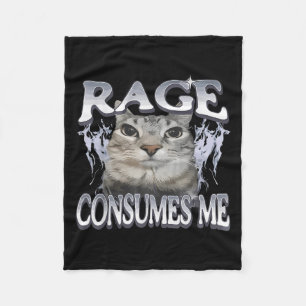 Ålder konsumerar mig med Fåniget Staring Cat Meme Fleecefilt