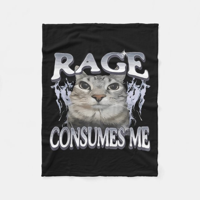 Ålder konsumerar mig med Fåniget Staring Cat Meme  Fleecefilt (Framsidan)