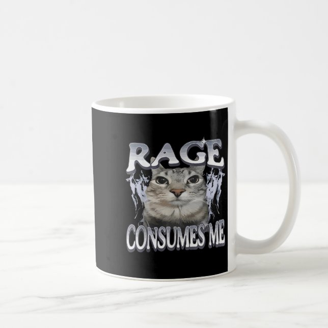 Ålder konsumerar mig med Fåniget Staring Cat Meme  Kaffemugg (Höger)