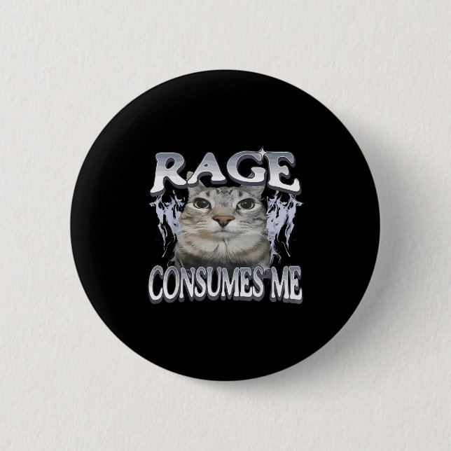 Ålder konsumerar mig med Fåniget Staring Cat Meme  Knapp (Framsida)
