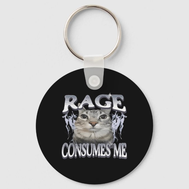 Ålder konsumerar mig med Fåniget Staring Cat Meme  Nyckelring (Framsida)