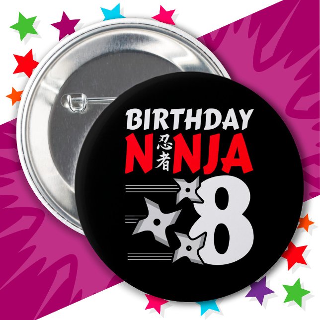 Ålder Ninja Party Stars Kids 8:e födelsedagen Knapp (Skapare uppladdad)