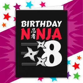 Ålder Ninja Party Stars Kids 8:e födelsedagen Kort