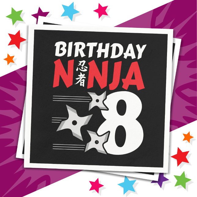 Ålder Ninja Party Stars Kids 8:e födelsedagen Pappersservett (Skapare uppladdad)