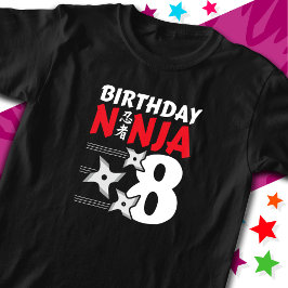 Ålder Ninja Party Stars Kids 8:e födelsedagen T Shirt