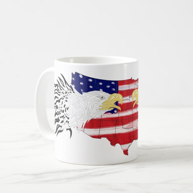 Ålder över Amerika målat Flagga kaffe Mugg (Framsida vänster)