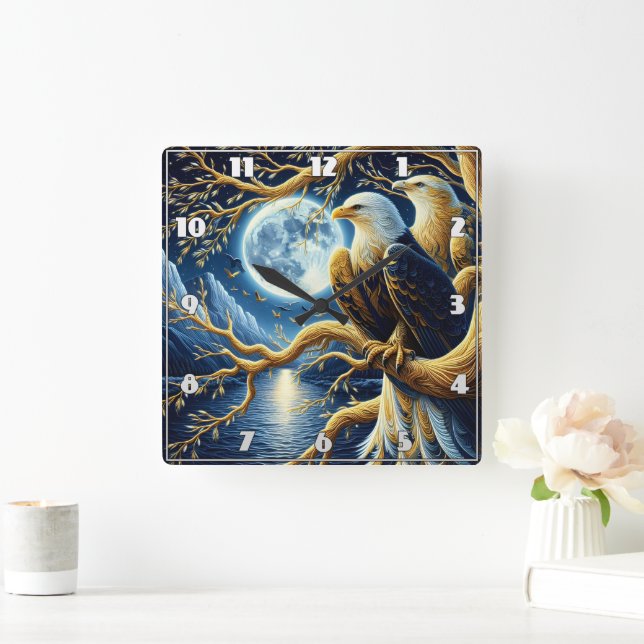 Ålder på Gren under Moonlit Himmel Fyrkantig Klocka (Hem)