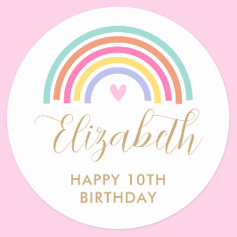 Ålder Rainbow Kärlek Heart Birday Runt Klistermärke