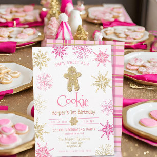 Ålder Rosa Guld Play Cookie dekorerar födelsedagen Inbjudningar