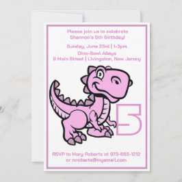 Ålder Rosa T Rex Dinosaur Birthday Inbjudningar