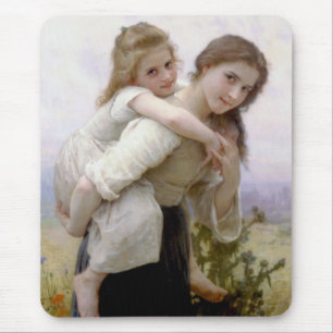 Älder Sister Ge Younger Sister Piggyback Ride Musmatta
