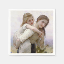 Älder Sister Ge Younger Sister Piggyback Ride Pappersservett