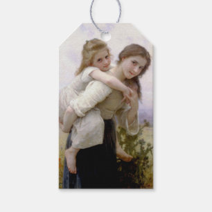 Älder Sister Ge Younger Sister Piggyback Ride Presentetikett