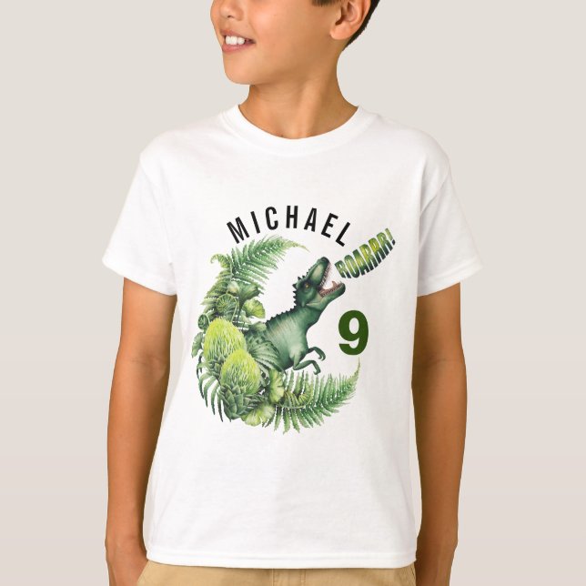 ÅLDER T-Rex Dinosaur Boy's Birthday T Shirt (Framsida)