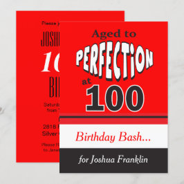 Ålder till Perfektion vid 100 | 100:e födelsedagen Inbjudningar