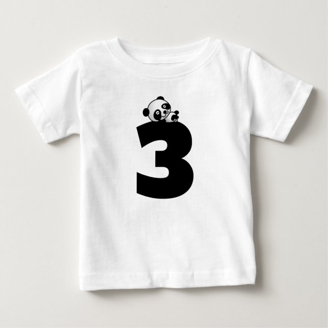Ålder tre 3 födelsedag Panda Björn T-shirts (Framsida)