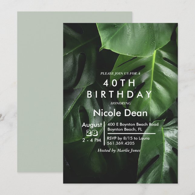 ÅLDER - Tropiska Löv-födelsedagsinbjudan Inbjudningar (Fram/baksida)