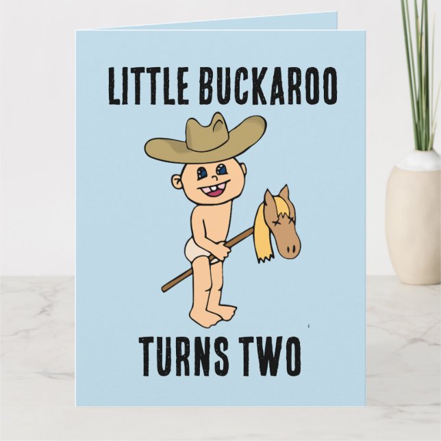 ÅLDER TVÅ BOY COWBOY BIRTHDAY CARD TACK KORT (Framsida)