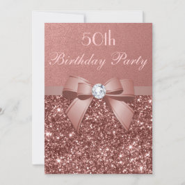 Ålder vid födelsedag Ro Guld Glitter Diamond Bow Inbjudningar