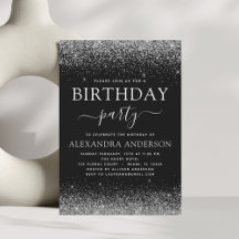 Ålder vid födelsedag Silver Black Modern Glitter