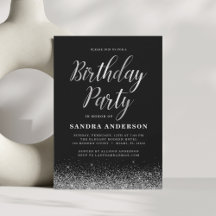 Ålder vid födelsedag Silver Black Modern Glitter