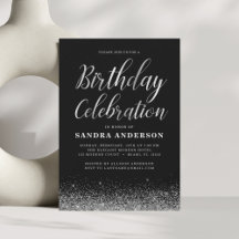 Ålder vid födelsedag Silver Black Modern Glitter