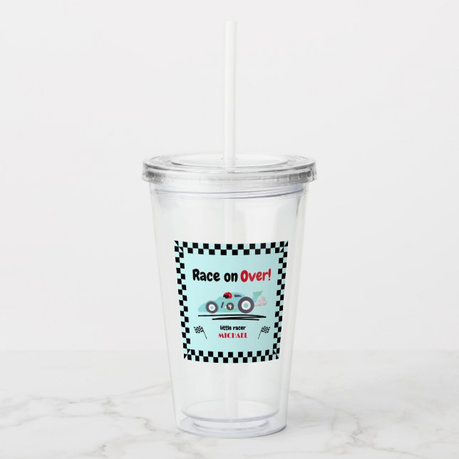 Ålder vid födelsedag Tävling över blå Tävling-bil Take Away Mugg (Framsida)