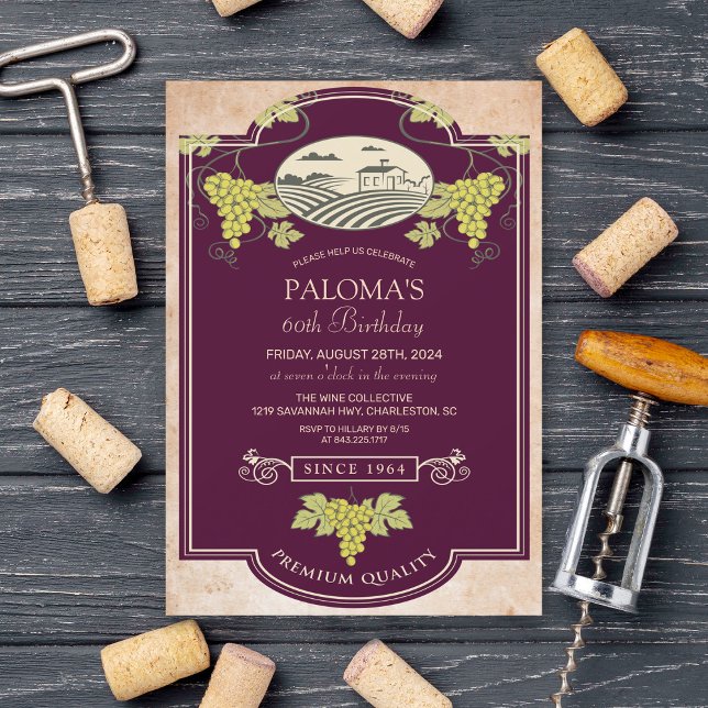 ÅLDER - Vin-märkning, födelsedagsinbjudan Inbjudningar (Skapare uppladdad)