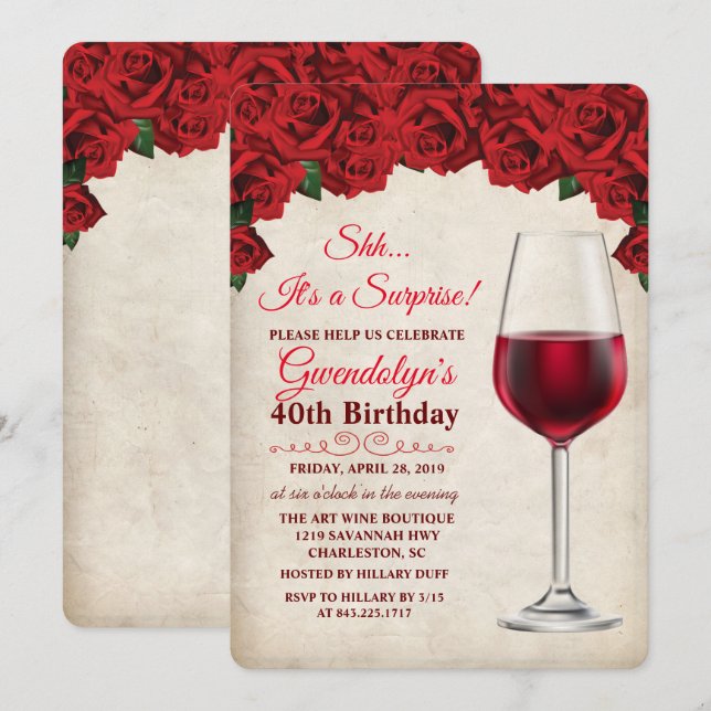 ÅLDER - Vin String Ljus födelsedagsinbjudan Inbjudningar (Fram/baksida)