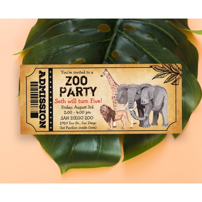 ÅLDER - Zoo Jungle Party Birthday-inbjudan Inbjudningar (Skapare uppladdad)
