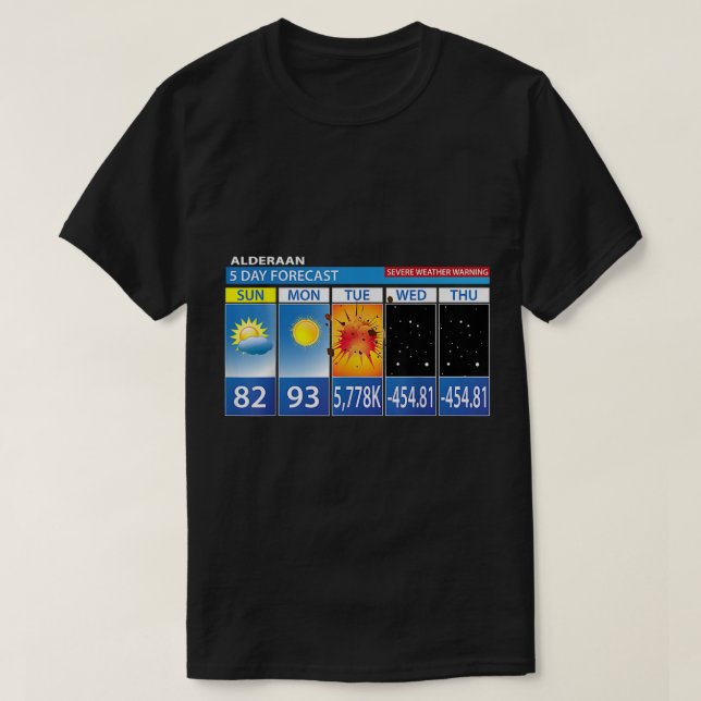 Alderaan 5-dagars prognos för ädny väderprognos t shirt (Design framsida)