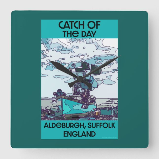 Alderburgh Suffolk Beach Art    Fyrkantig Klocka (Framsida)