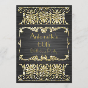 Ålderdom på födelsedagen Art Deco-grekiska arabisk Inbjudningar