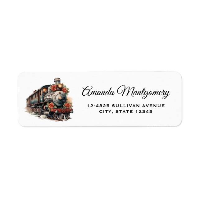 Ålderfasad Tåg Retro-jul Returadress Etikett (Framsidan)